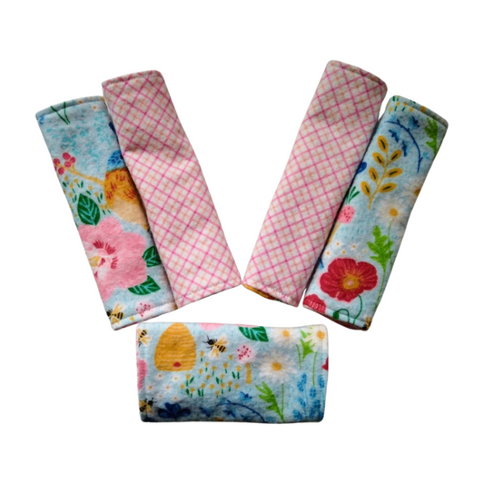 Blue & Pink Flowers and Pollinators Pavlik Harness Covers