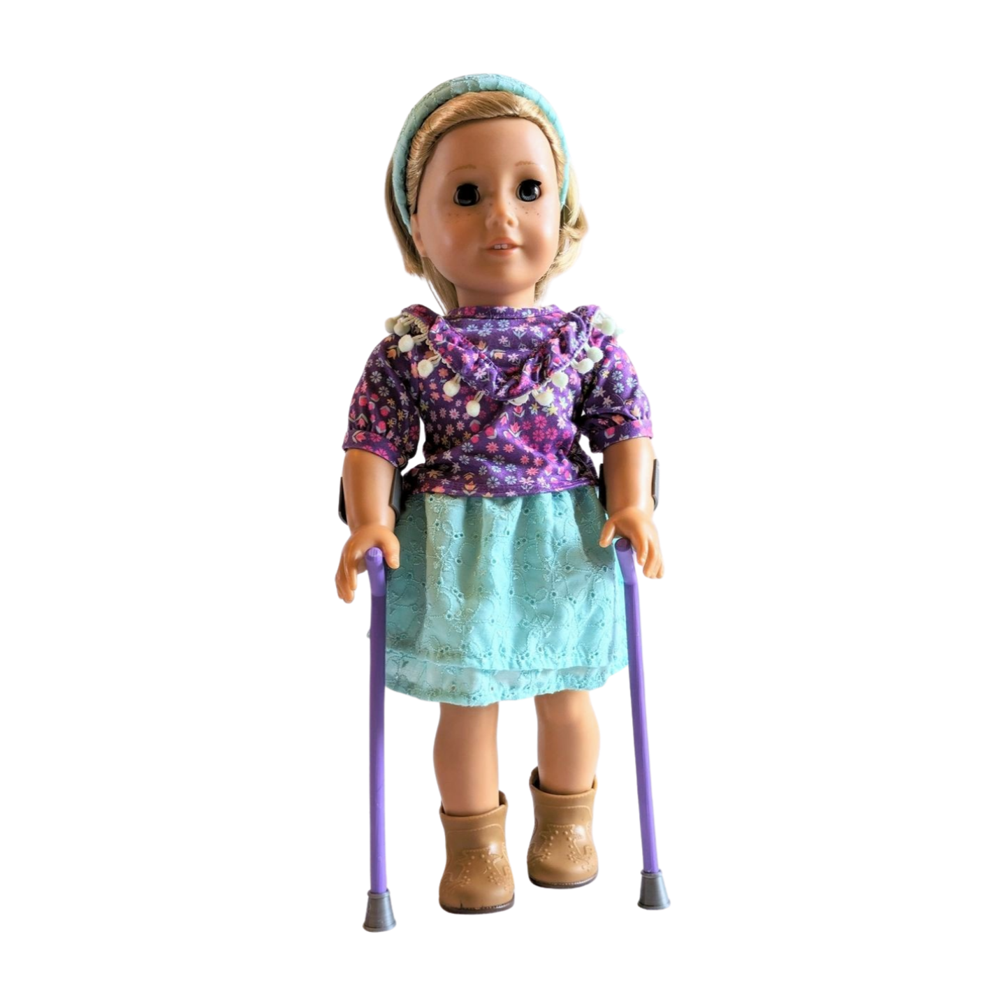 Purple Forearm Crutches (18-inch doll), Arm Crutches for 18-inch doll