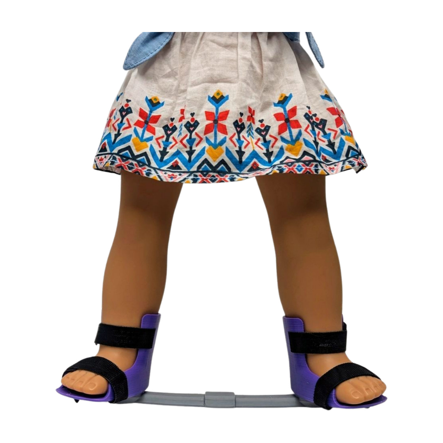 Purple 18-inch doll Clubfoot Brace