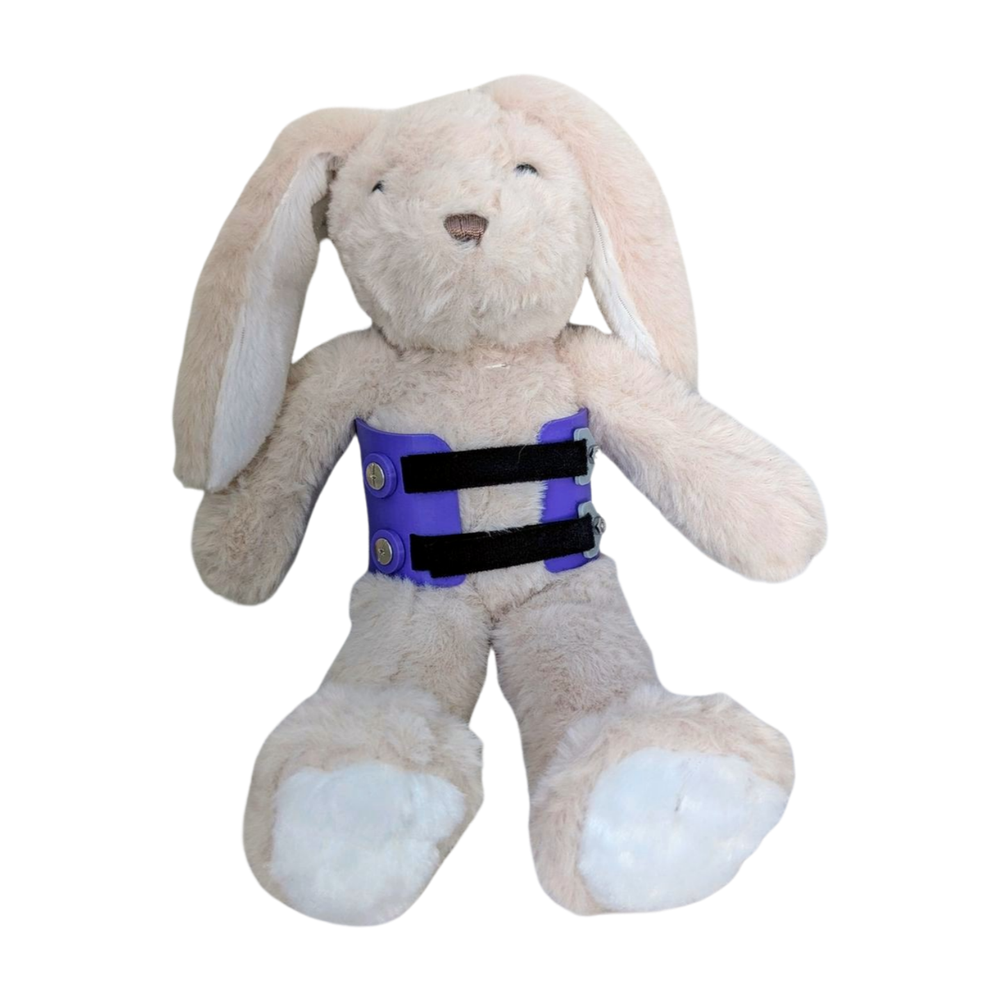 Stuffed Bunny with Purple Scoliosis Brace