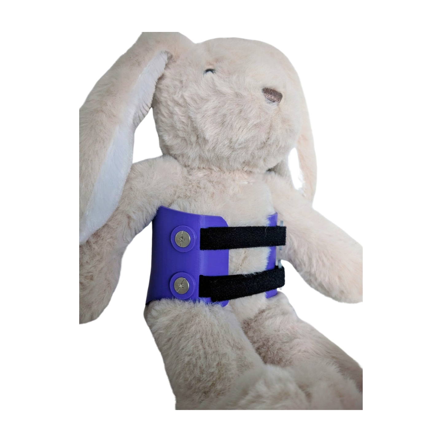 Stuffed Bunny with Purple Scoliosis Brace