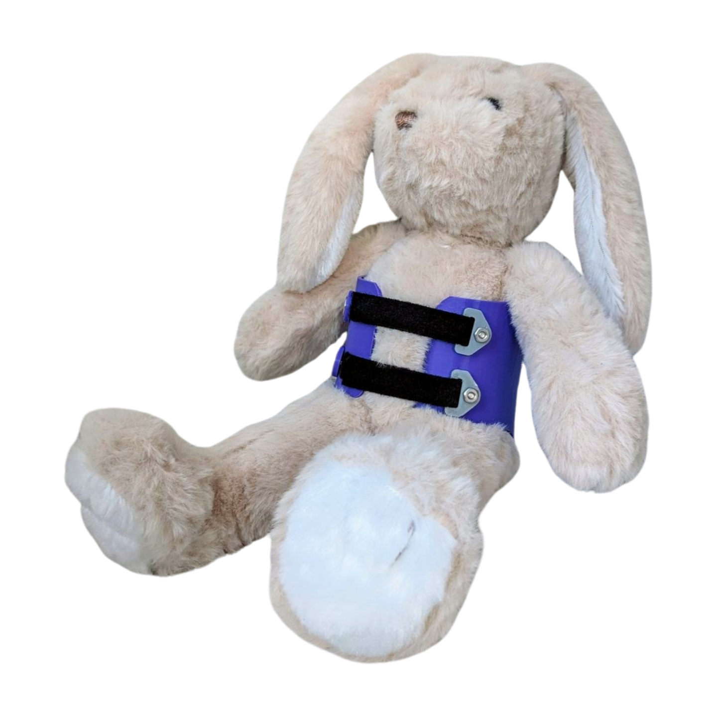 Stuffed Bunny with Purple Scoliosis Brace