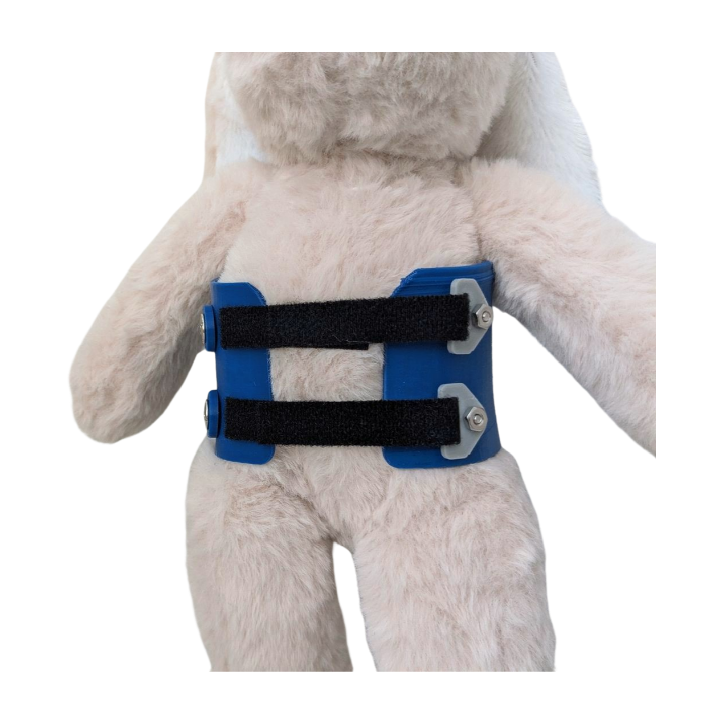 Stuffed Bunny with Blue Scoliosis Brace